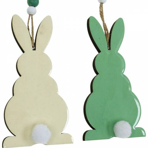 Product Easter bunnies to hang, spring decorations, pendants, decorative bunnies green, white 3pcs