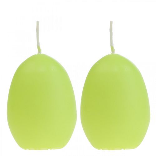 Floristik24 Easter candles egg shape, egg candles Easter lime Ø4.5cm H6cm 6pcs