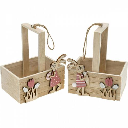 Floristik24 Easter basket with bunnies Easter decorations for hanging Easter nest spring decoration 2pcs