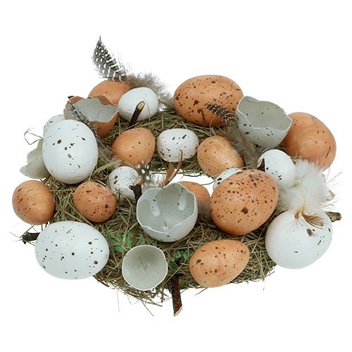 Floristik24 Easter wreath with eggs Ø24cm nature, white