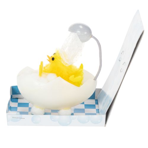 Product Easter chick decoration, chenille chick in the bathtub, yellow, 9cm