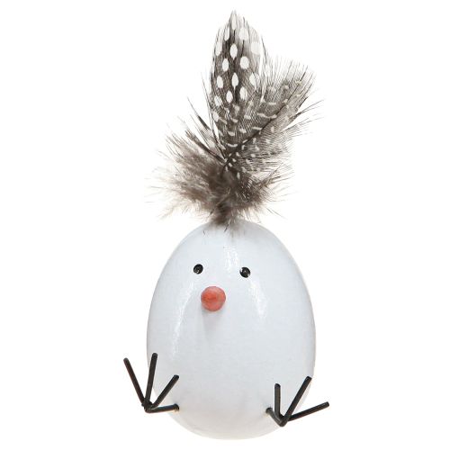 Product Easter chicks chicks Easter egg feathers white natural H9cm 4 pcs