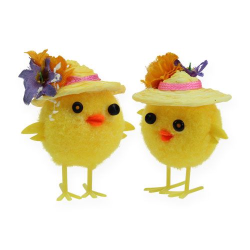 Floristik24 Easter chick with hat yellow 6cm 6pcs