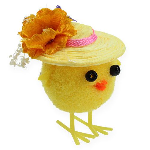 Product Easter chick with hat yellow 6cm 6pcs