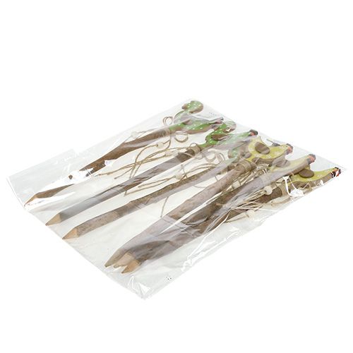 Floristik24 Easter plug chicken yellow, green 8cm L36cm 6pcs