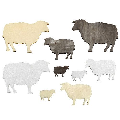 Product Decoration to control sheep sorted 2cm - 6cm wood 90pcs