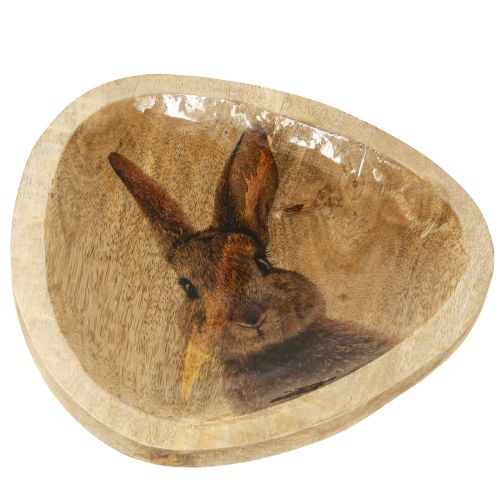 Product Easter Bunny Wooden Plate Egg Shaped Natural 25×26cm