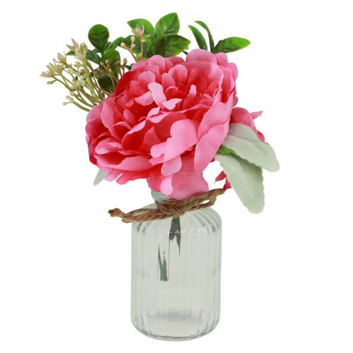 Floristik24 Peony decoration in the vase table decoration summer pink 20cm