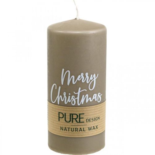 Product PURE pillar candles Merry Christmas 130/60mm wax brown 4pcs