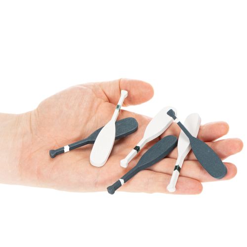 Set of 18 Miniature Wooden Paddles in Blue and White - 8cm | Floristik24.co.uk