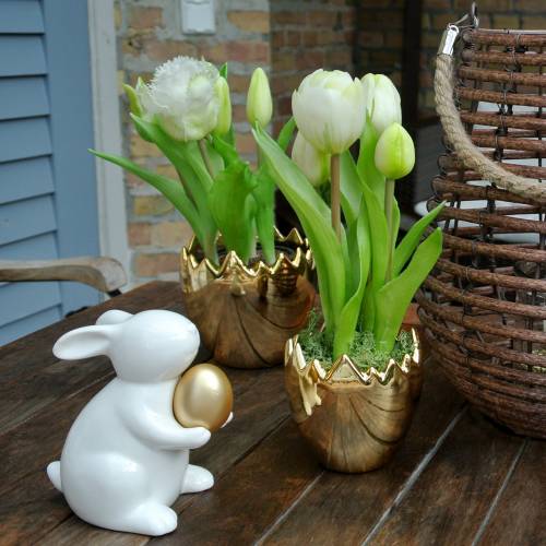 Floristik24 Parrot tulip in a pot White Real-Touch 23cm