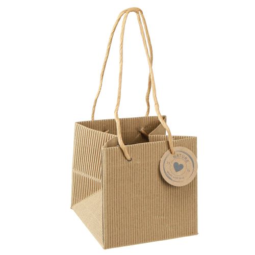 Floristik24 Paper Flowerpot Plant Bag Foil Natural 10.5cm 10 Pcs