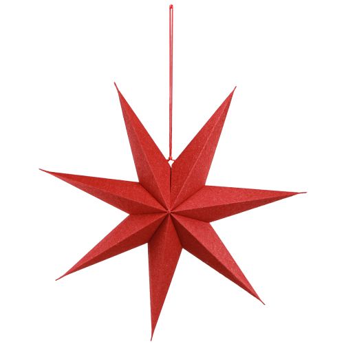 Product Paper Star Christmas Decoration Lamp Jute Red 60x15cm