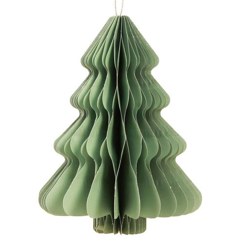Paper Christmas Tree Mint Silver Glitter H20cm 5 pcs