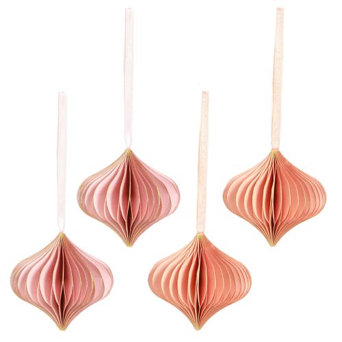 Product Paper Christmas Decoration Onion Pink Apricot Ø8cm 4 pcs