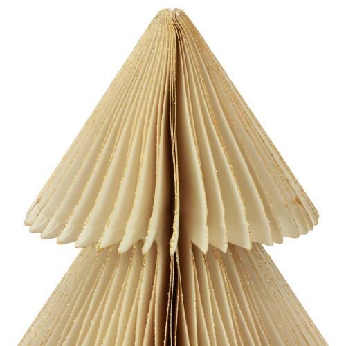 Product Paper Christmas tree Paper fir tree cream gold H30cm