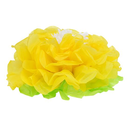 Floristik24 Paper flower Ø28cm for hanging green-yellow