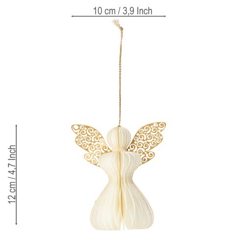 Product Paper Angel Tree Ornaments, Angel Pendants, White and Gold, 12cm, 4 Pieces