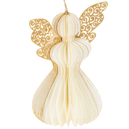 Product Paper Angel Tree Ornaments, Angel Pendants, White and Gold, 12cm, 4 Pieces