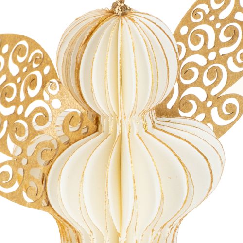 Product Paper Angel Tree Ornaments, Angel Pendants, White and Gold, 12cm, 4 Pieces