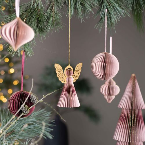 Product Paper angel Christmas angel decoration wine red pink H12cm 4pcs