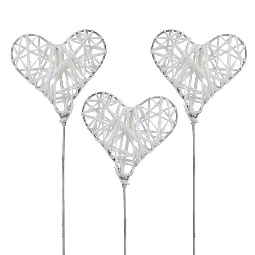 Floristik24 Paper heart on the wire 5cm white 36pcs