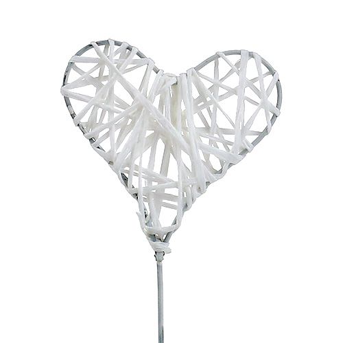 Floristik24 Paper heart on the wire 5cm white 36pcs