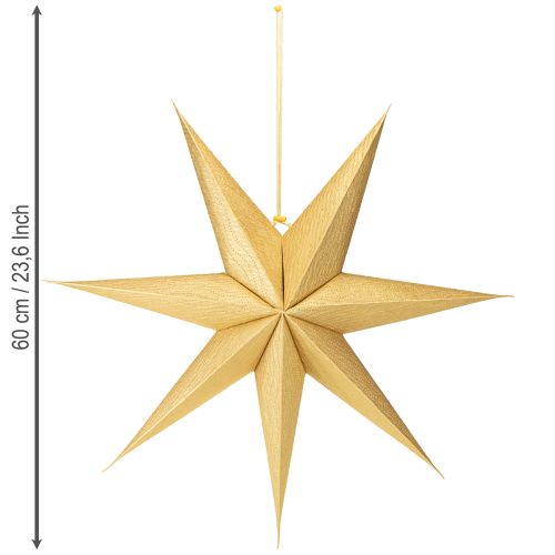Product Gold paper star for lighting up, Christmas star paper Ø60cm