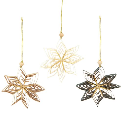 Paper Stars Christmas Tree Decoration White Brown Green 10cm 6 Pcs