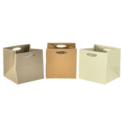 Paper bag 12cm brown cream beige gift bag 6 pieces