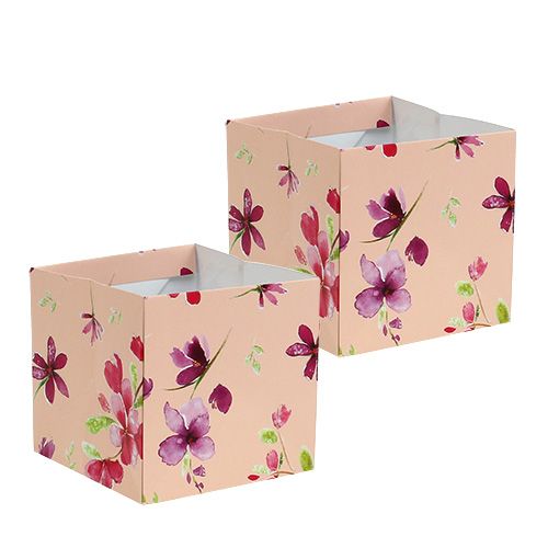 Floristik24 Paper bag 10,5cm x 10,5cm pink with pattern 8pcs