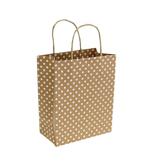 Floristik24 Paper bag dots 20cm x25cm nature 6pcs