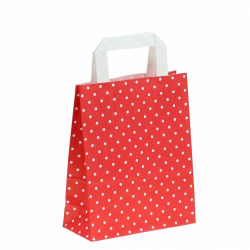 Paper bag red with dots 18cm x 8cm x 22cm 25pcs