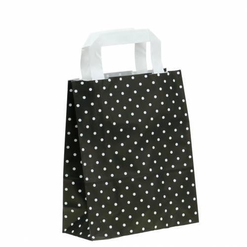 Floristik24 Paper bag black with dots 22cm x 10cm x 31cm 25 pieces