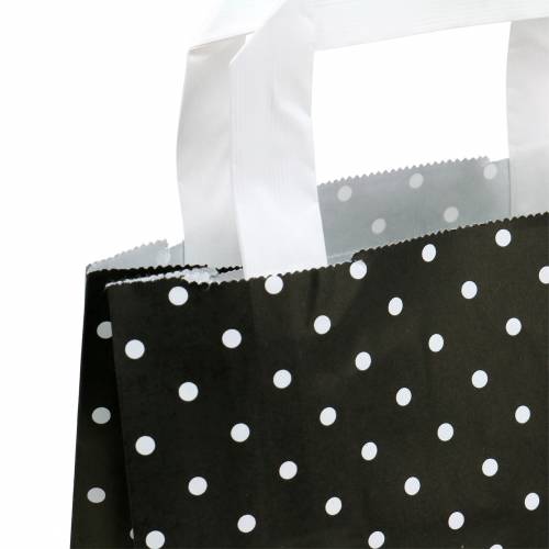 Floristik24 Paper bag black with dots 18cm x 8cm x 22cm 25p