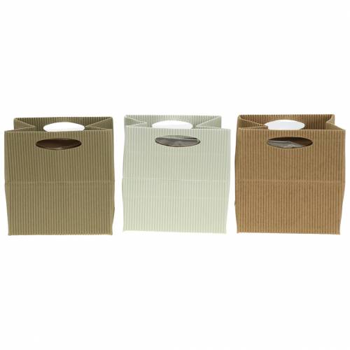 Paper bag flower pot planter nature, gray 10.5cm 12pcs