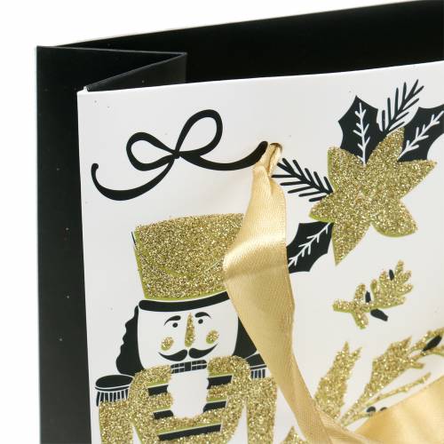 Product Gift Bag Paper Bag &quot;Merry Christmas&quot; Gold Glitter H30cm 2pcs