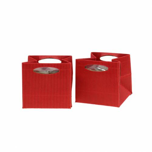 Floristik24 Paper bag flowerpot planter Red 8,5cm 12pcs