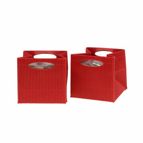 Floristik24 Paper bag flowerpot planter red 10.5cm 12pcs