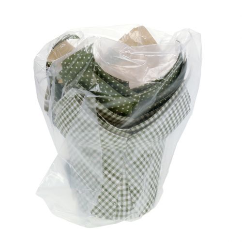 Floristik24 Paper pot with pattern green-white Ø9.5cm 12 pcs