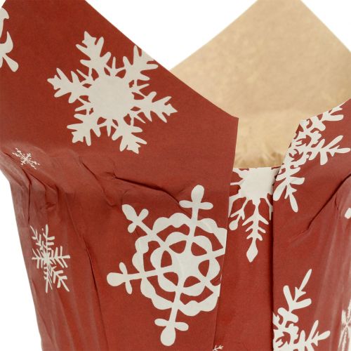 Floristik24 Paper planters with snowflakes red-white Ø9cm 12pcs