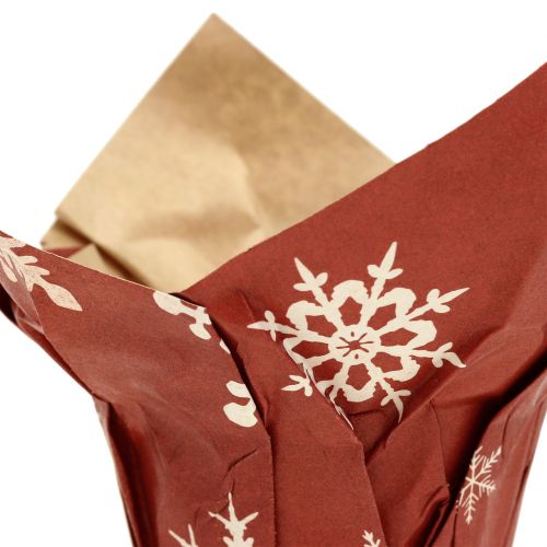 Floristik24 Paper pot with snowflakes red-white Ø6cm 12p