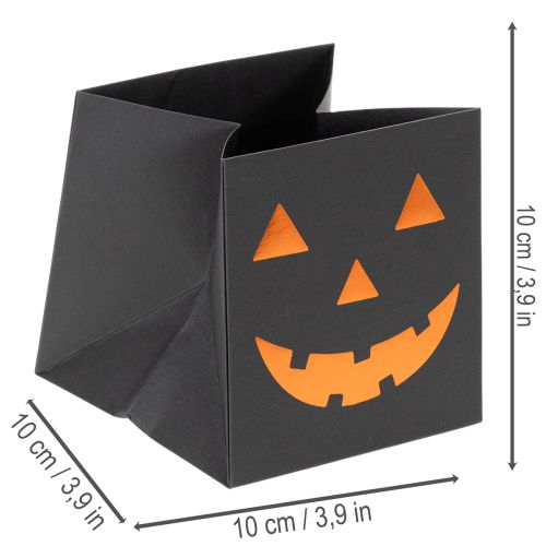 Pumpkin Face Paper Bags for Halloween Decoration, 10.5cm, Black and Orange, Set of 6 | Floristik24.co.uk