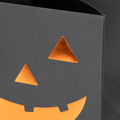 Pumpkin Face Paper Bags for Halloween Decoration, 10.5cm, Black and Orange, Set of 6 | Floristik24.co.uk