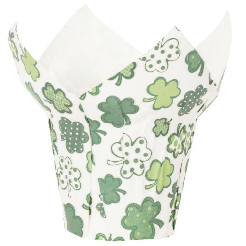Paper Plant Pot Cover with Clover Design, 12cm, Set of 12 | Floristik24.co.uk