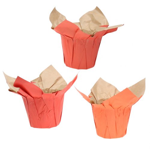 Floristik24 Paper pot planter orange/red Ø10cm 12pcs