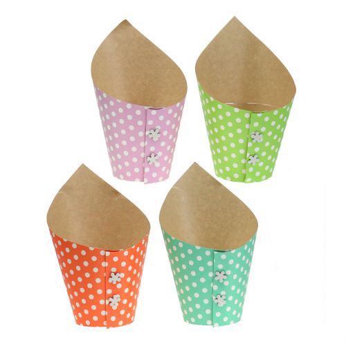 Paper pot planter colored with dots Ø10cm 8pcs