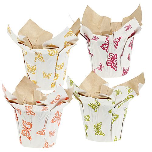 Floristik24 Paper pot Ø12cm H9cm with pattern 8pcs