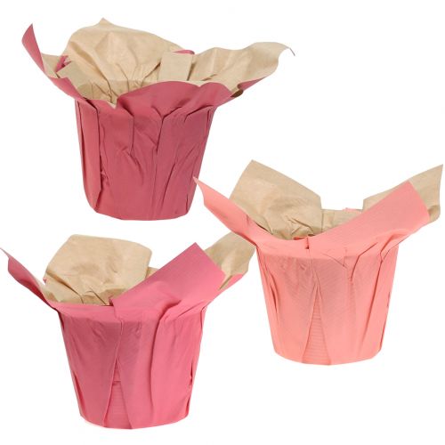 Floristik24 Paper pot planter Pink Ø12cm 12pcs