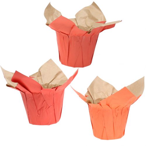 Floristik24 Paper pot planter orange/red Ø12cm 12pcs